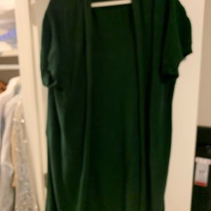 Hunter green cardigan long with slits on side